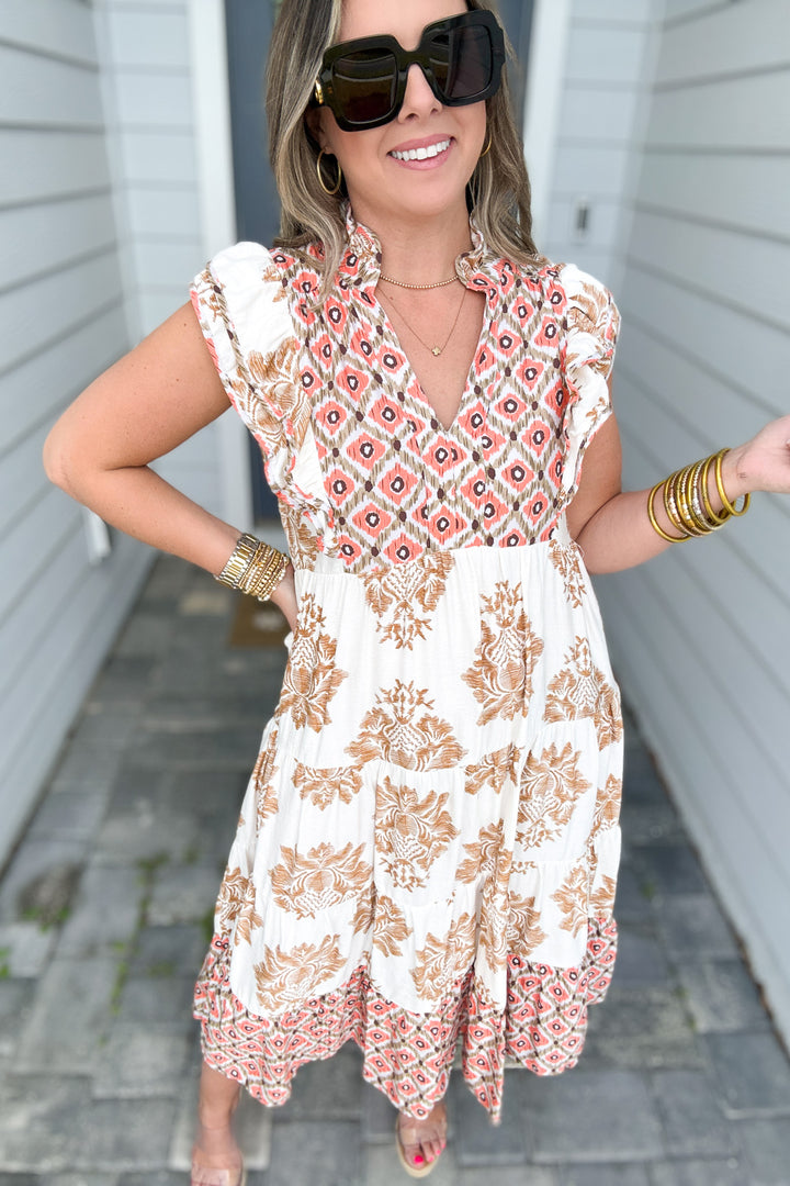Boho Bliss Midi Dress - Latte