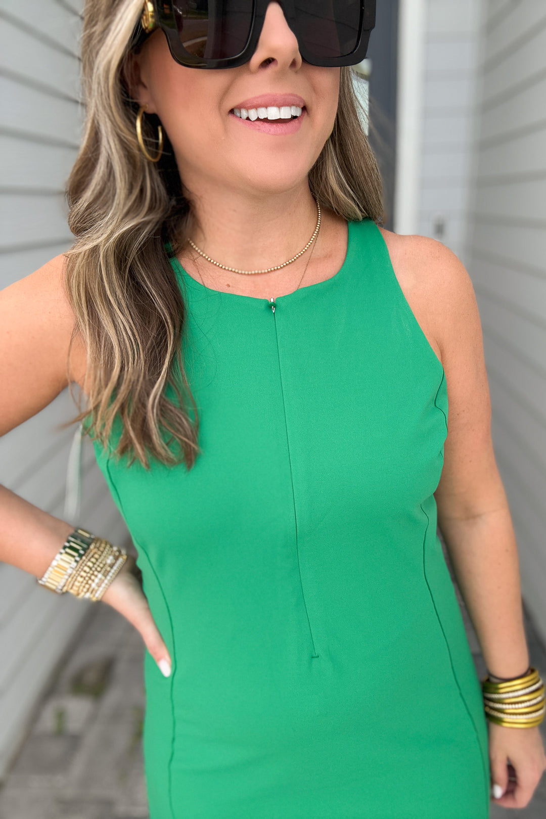 SPANX™: Get Moving Zip Front Dress - Field Green