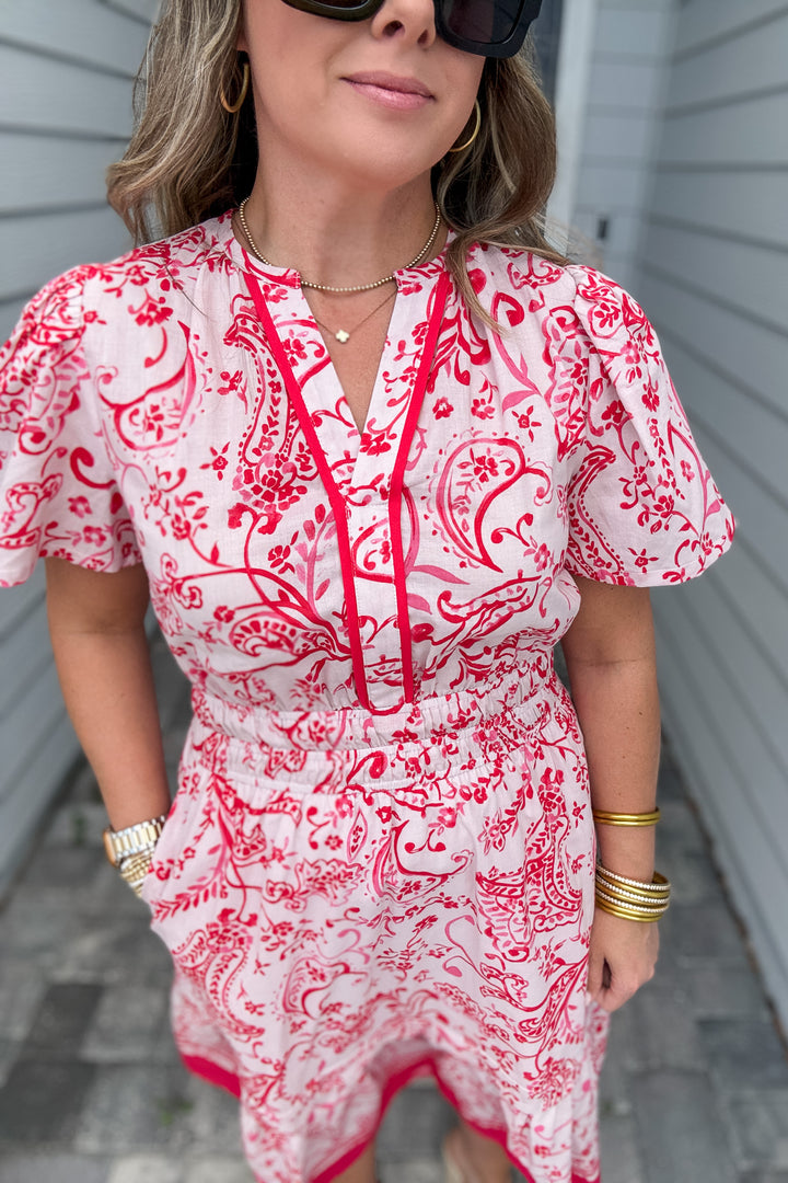 Perfectly Paisley Midi Dress - Red