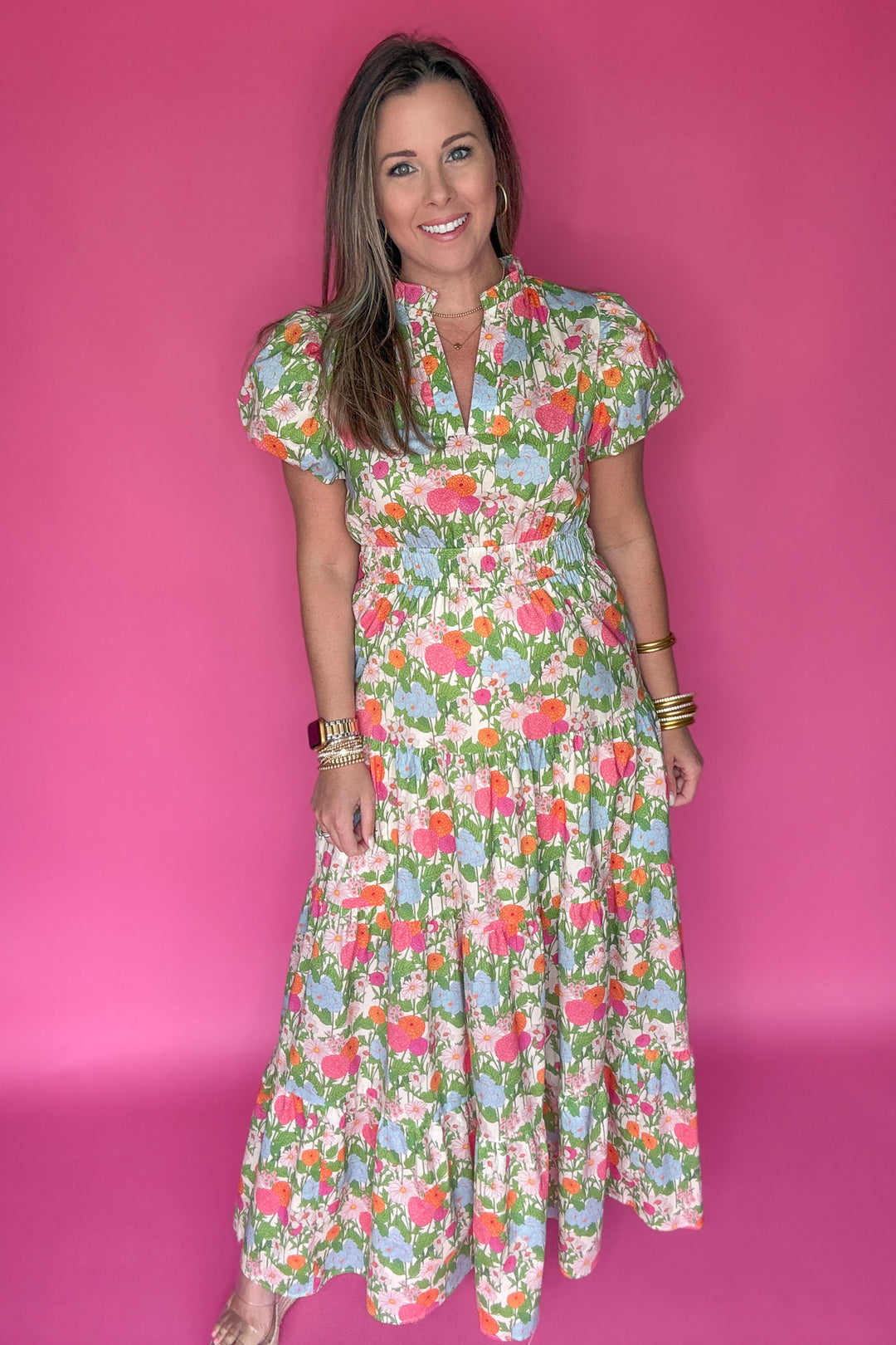 Tomorrow Is Calling Floral Midi Dress - Marigold