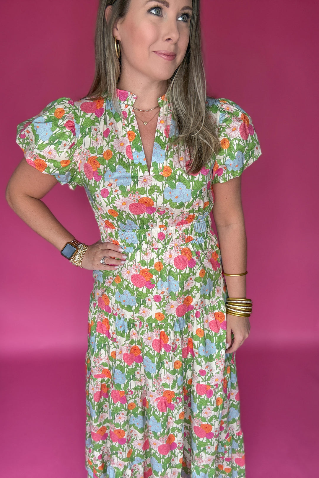 Tomorrow Is Calling Floral Midi Dress - Marigold