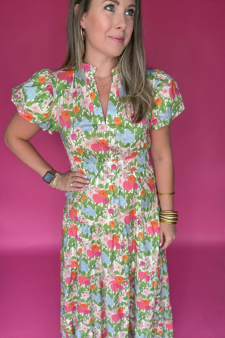 Tomorrow Is Calling Floral Midi Dress - Marigold