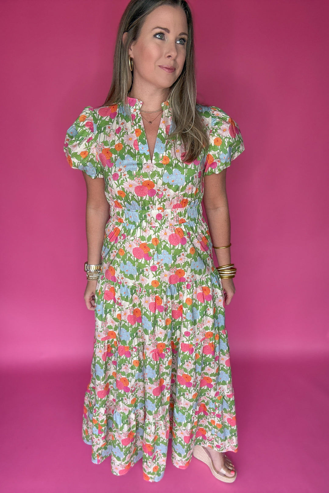 Tomorrow Is Calling Floral Midi Dress - Marigold