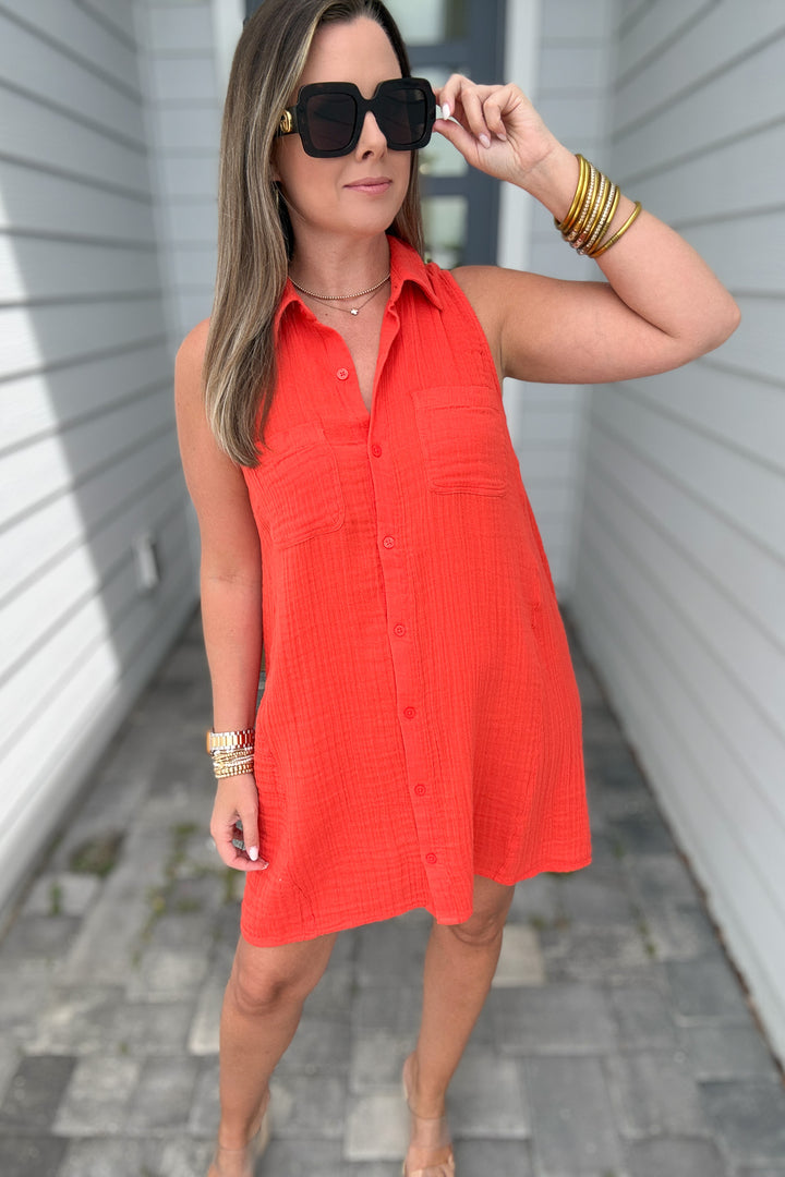 Z Supply: New Light Mini Dress - Cabana Red