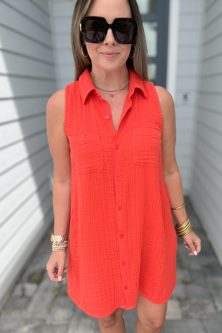 Z Supply: New Light Mini Dress - Cabana Red