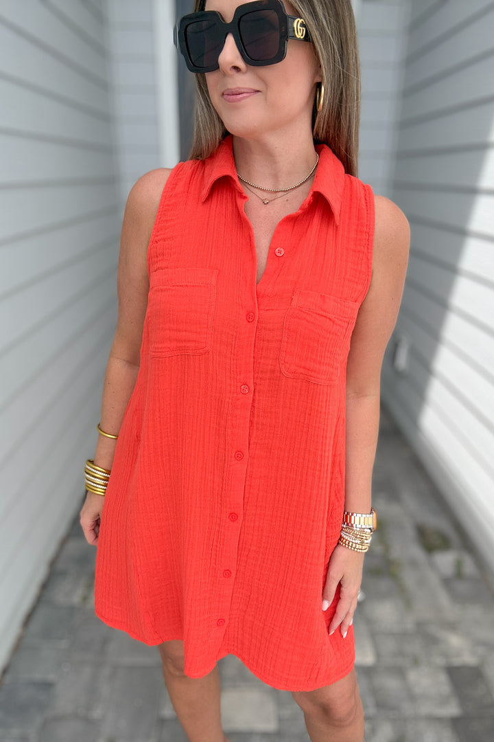 Z Supply: New Light Mini Dress - Cabana Red