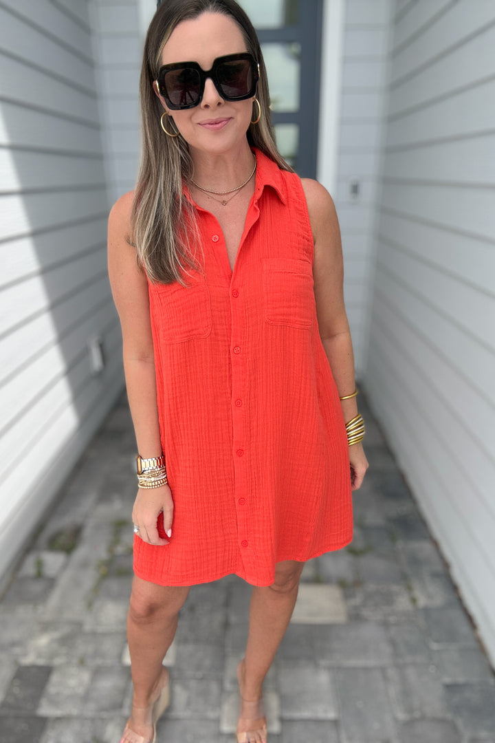 Z Supply: New Light Mini Dress - Cabana Red