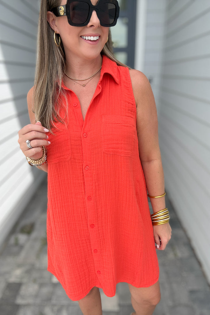 Z Supply: New Light Mini Dress - Cabana Red