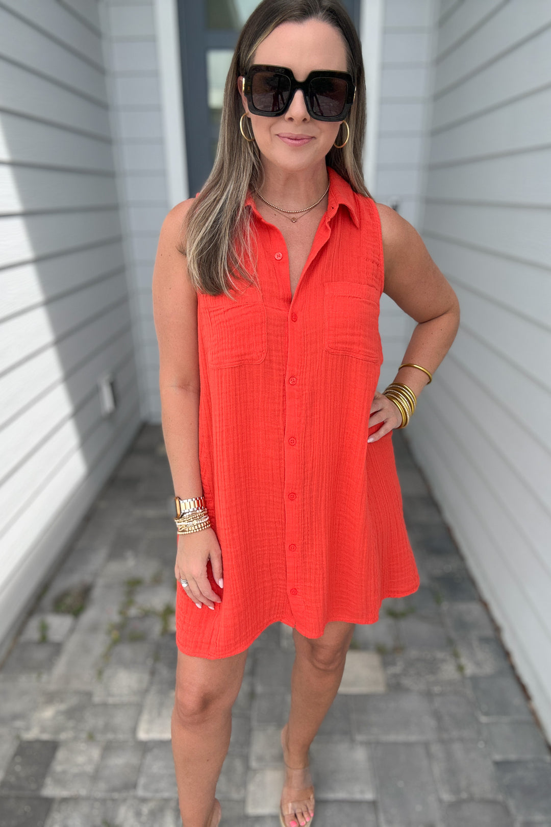 Z Supply: New Light Mini Dress - Cabana Red
