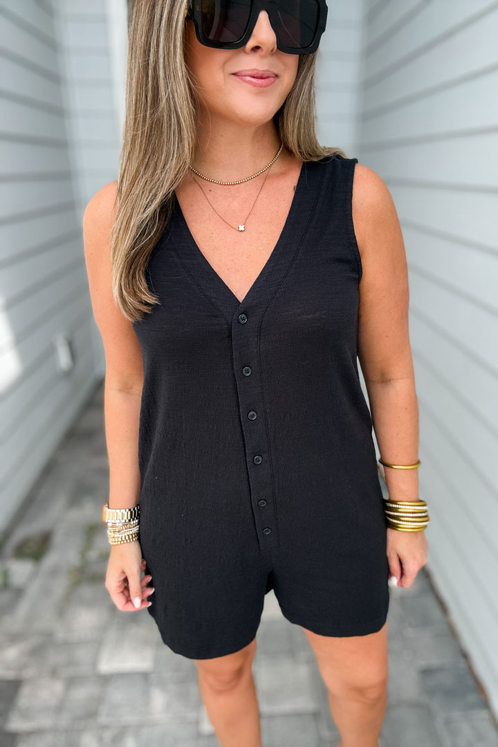 Z Supply: Solace Textured Slub Romper - Black