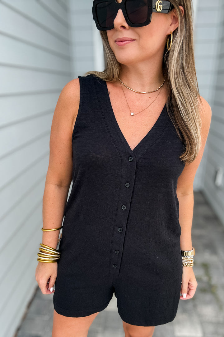 Z Supply: Solace Textured Slub Romper - Black