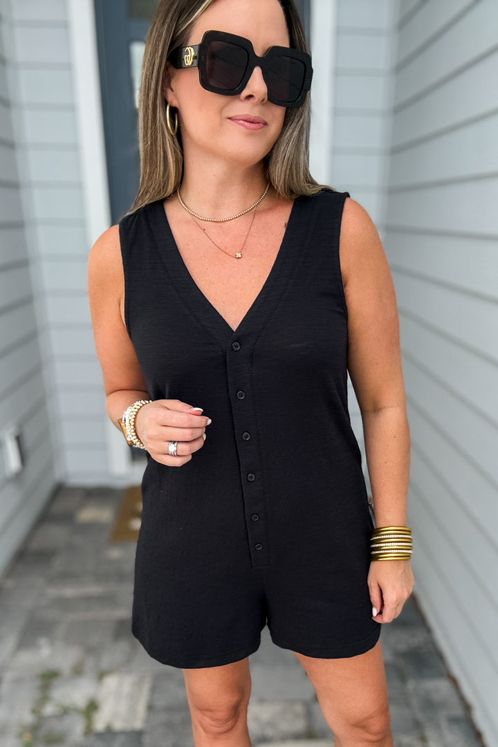 Z Supply: Solace Textured Slub Romper - Black