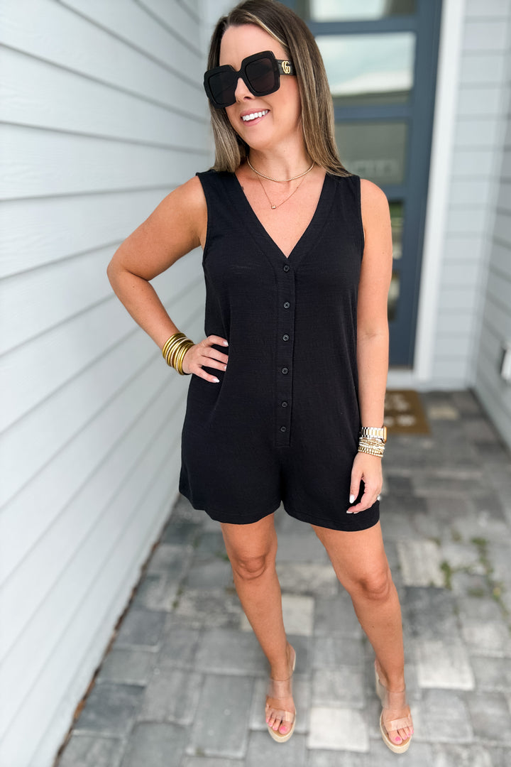 Z Supply: Solace Textured Slub Romper - Black