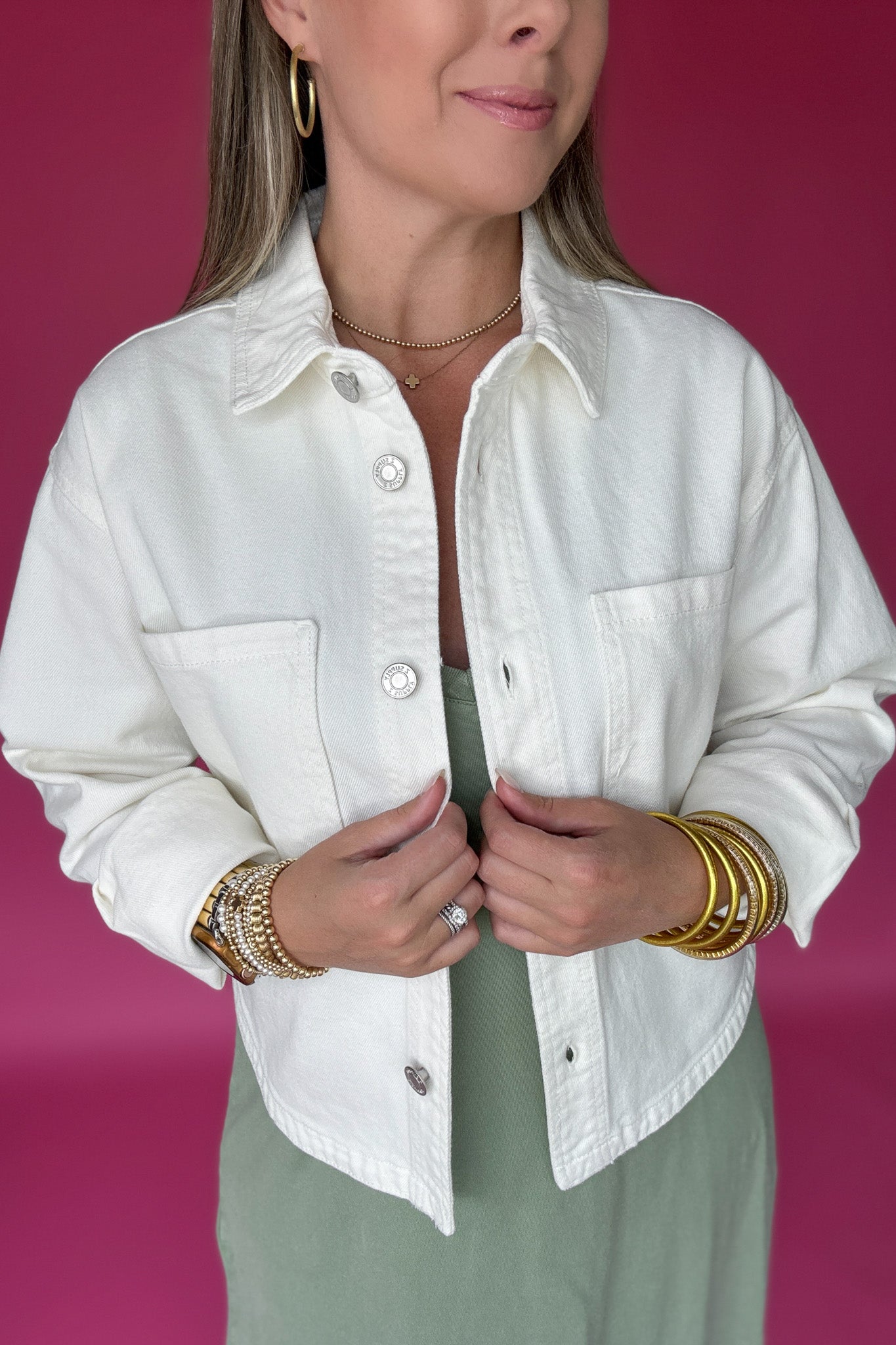 Z Supply: All Day Cropped Knit Denim Jacket -Off White – B