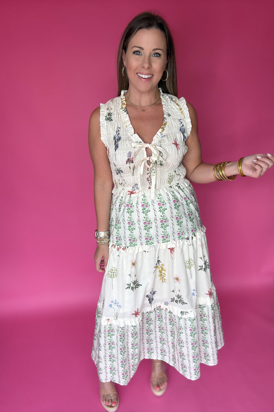 Farmhouse Chic Midi Dress - Cream