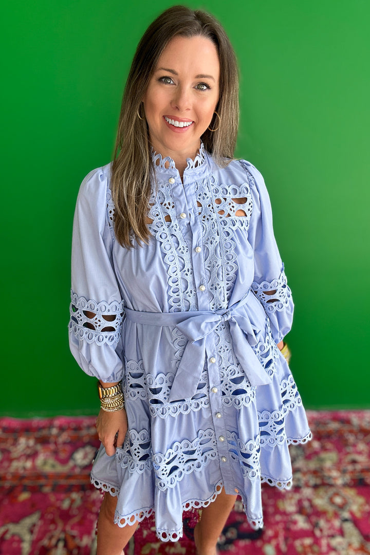 Southern Belle Lace Dress - Chambray
