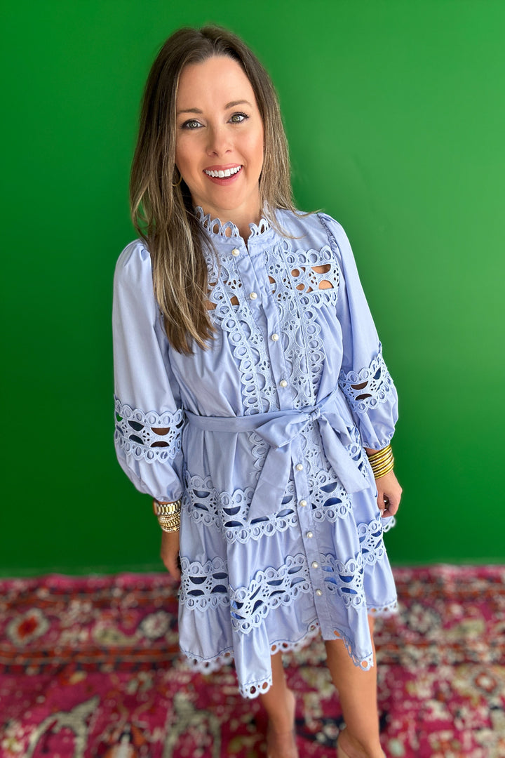 Southern Belle Lace Dress - Chambray