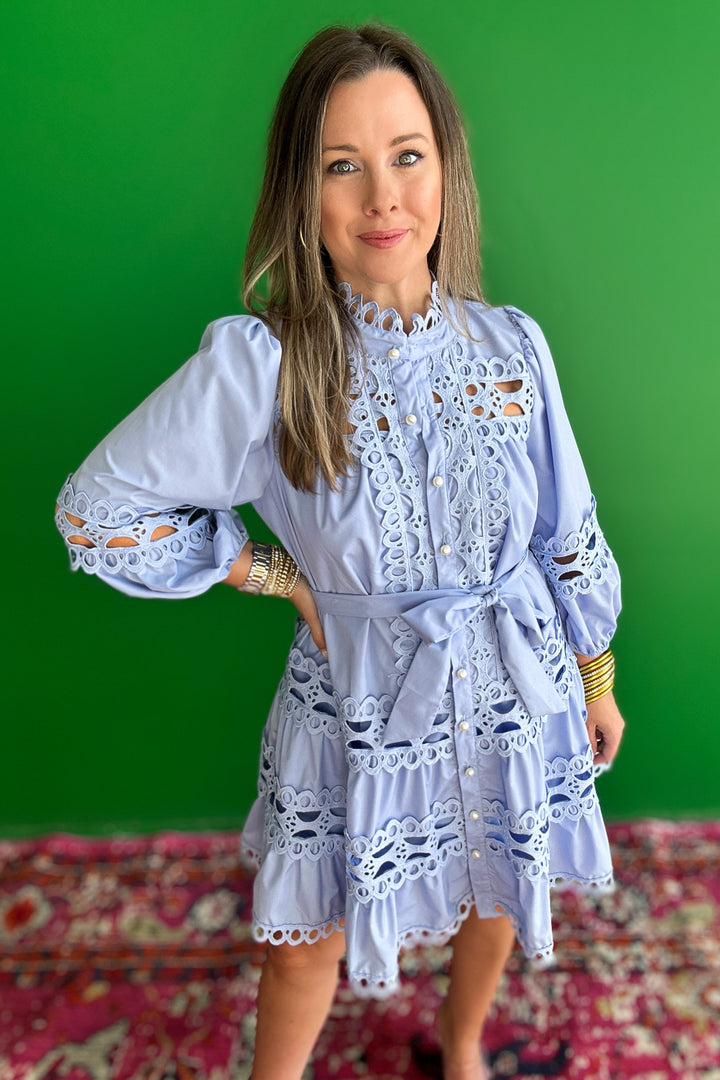Southern Belle Lace Dress - Chambray