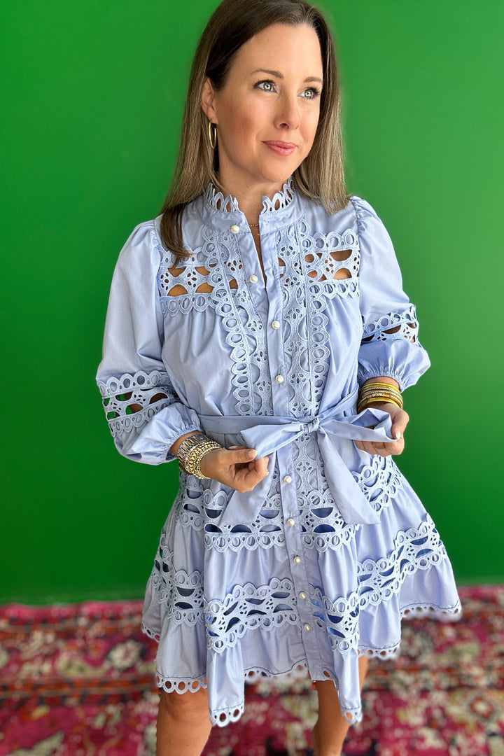 Southern Belle Lace Dress - Chambray