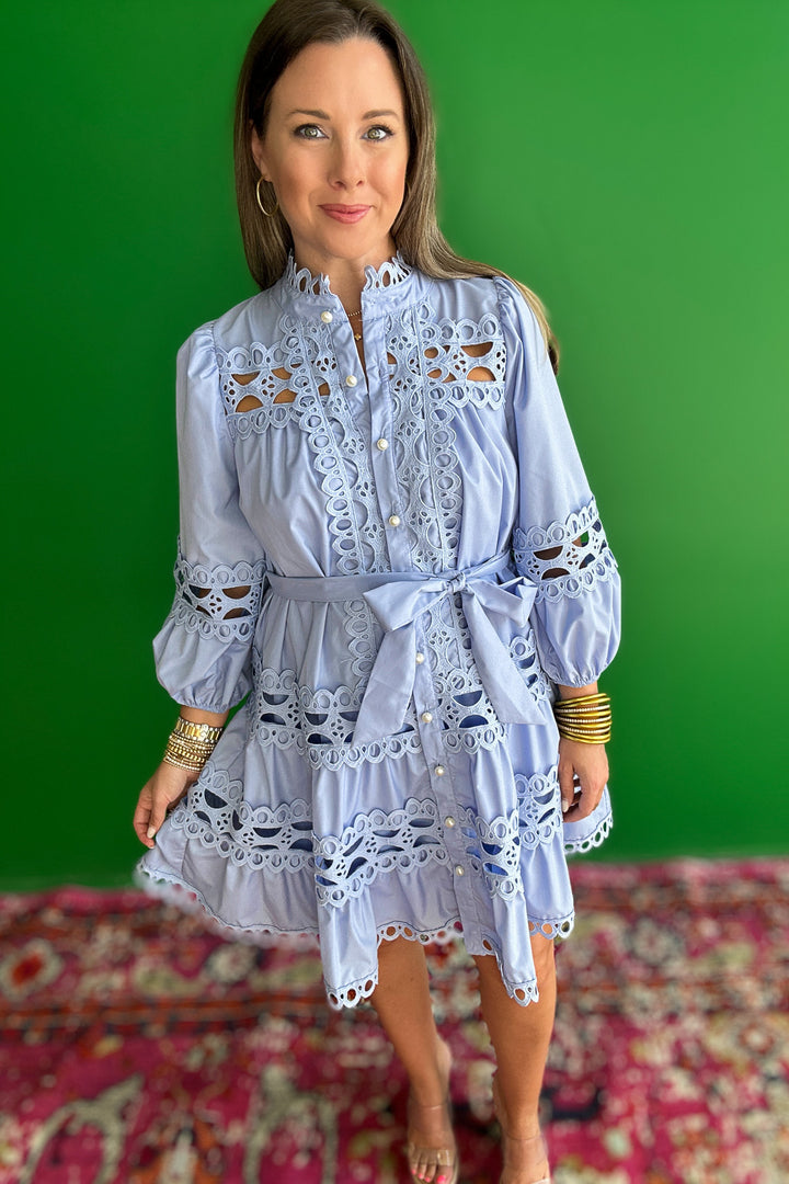 Southern Belle Lace Dress - Chambray
