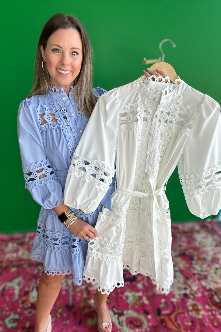 Southern Belle Lace Dress - Chambray