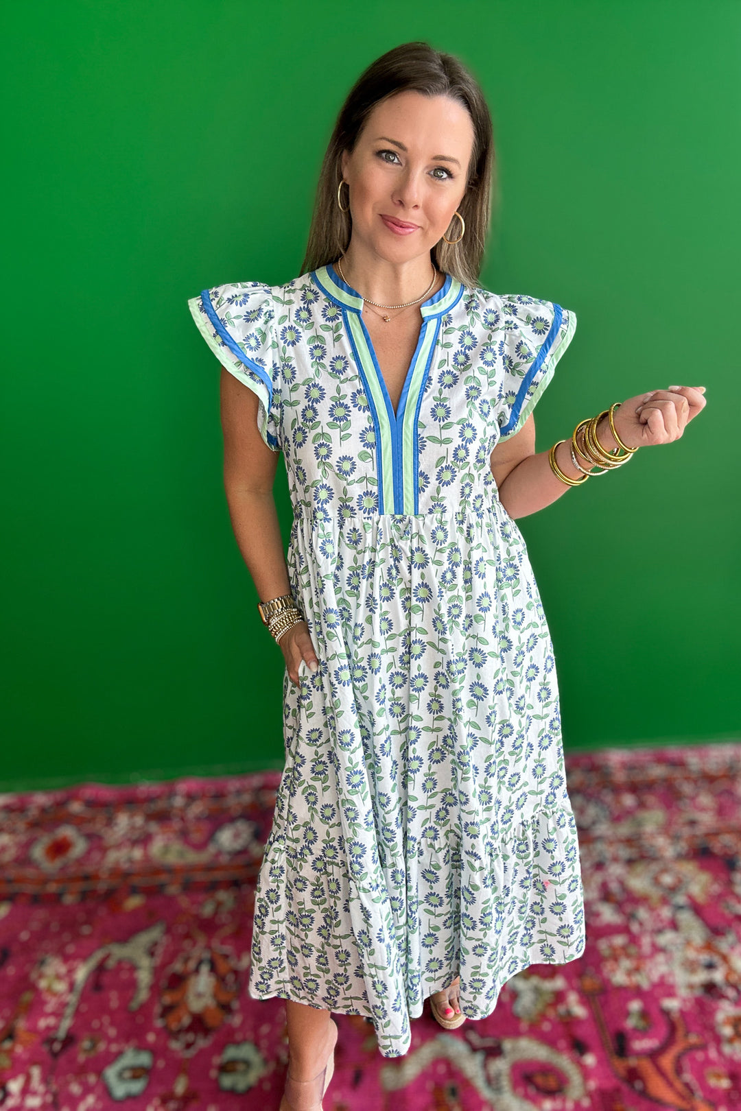 Delicate Charm Midi Dress - Mint