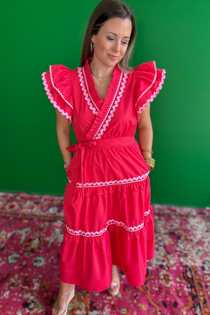 Dancing In The Rain Midi Dress - Red