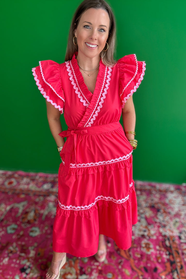 Dancing In The Rain Midi Dress - Red