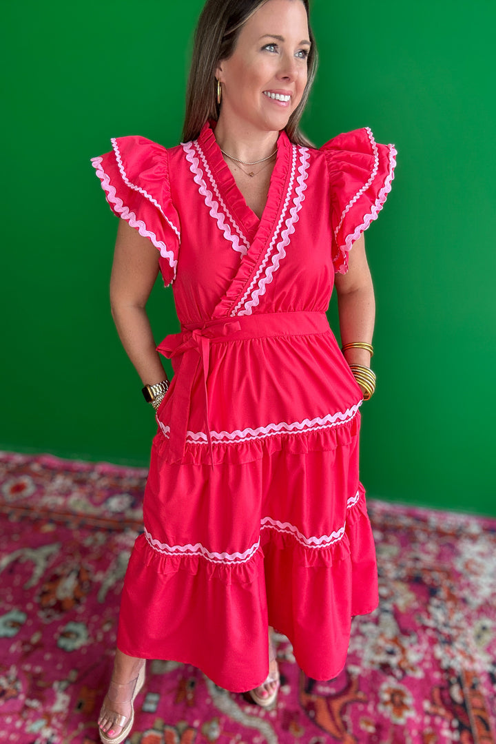 Dancing In The Rain Midi Dress - Red
