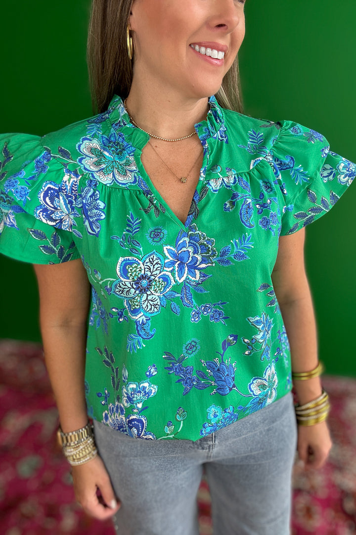 Behind You Floral Top - Green