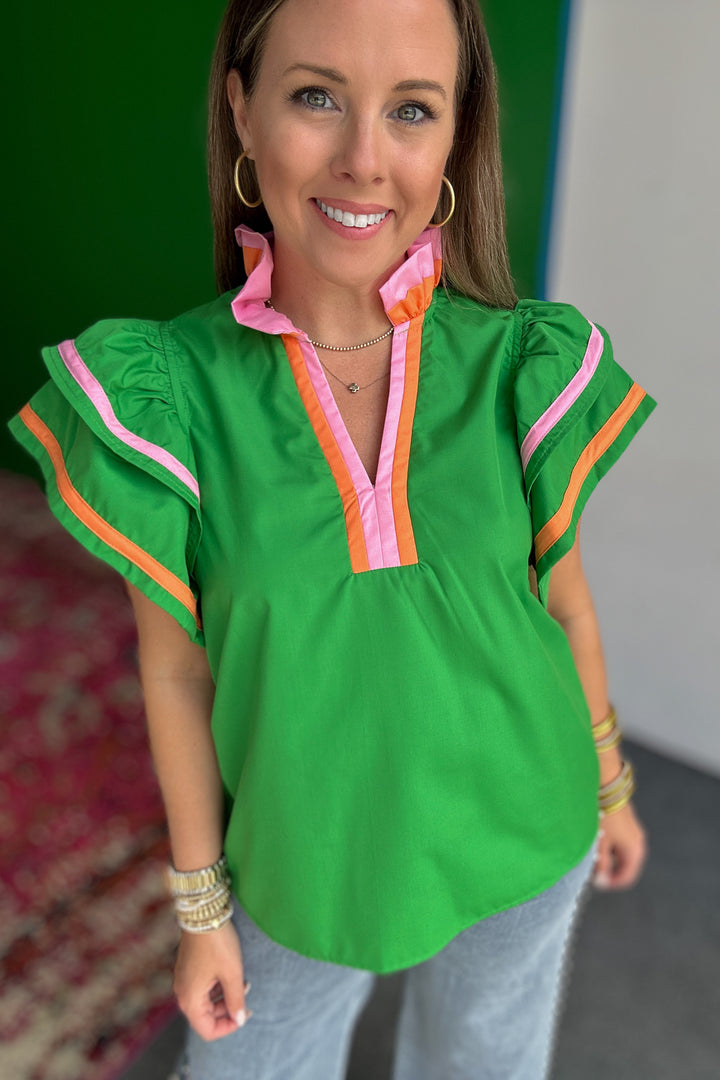 Never The Same Ruffle Top - Kelly Green