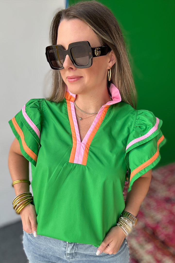 Never The Same Ruffle Top - Kelly Green