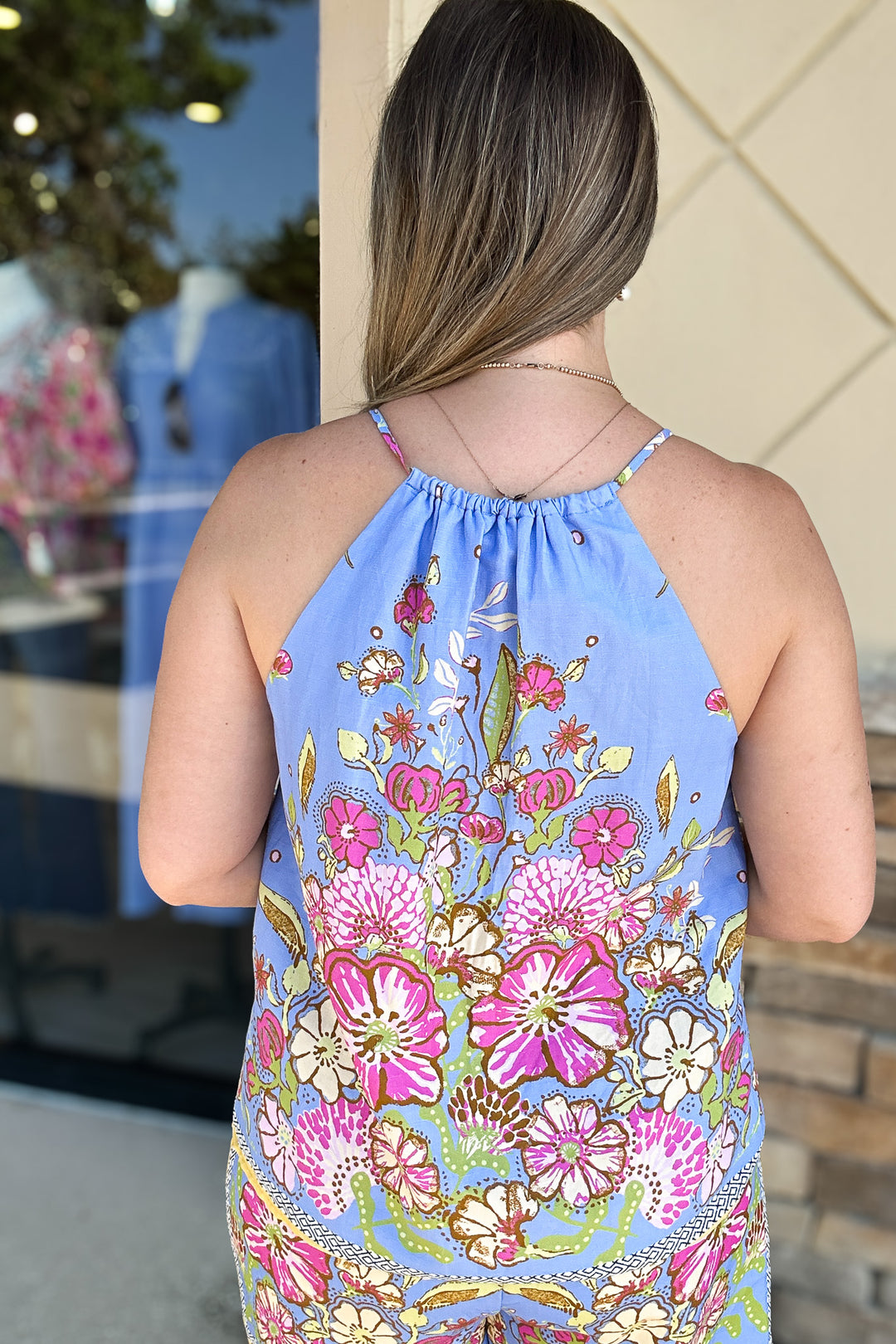 Sweetly Board Print Tank  - Chambray