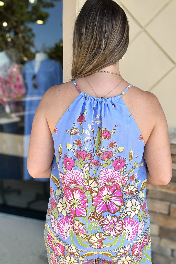 Sweetly Board Print Tank  - Chambray