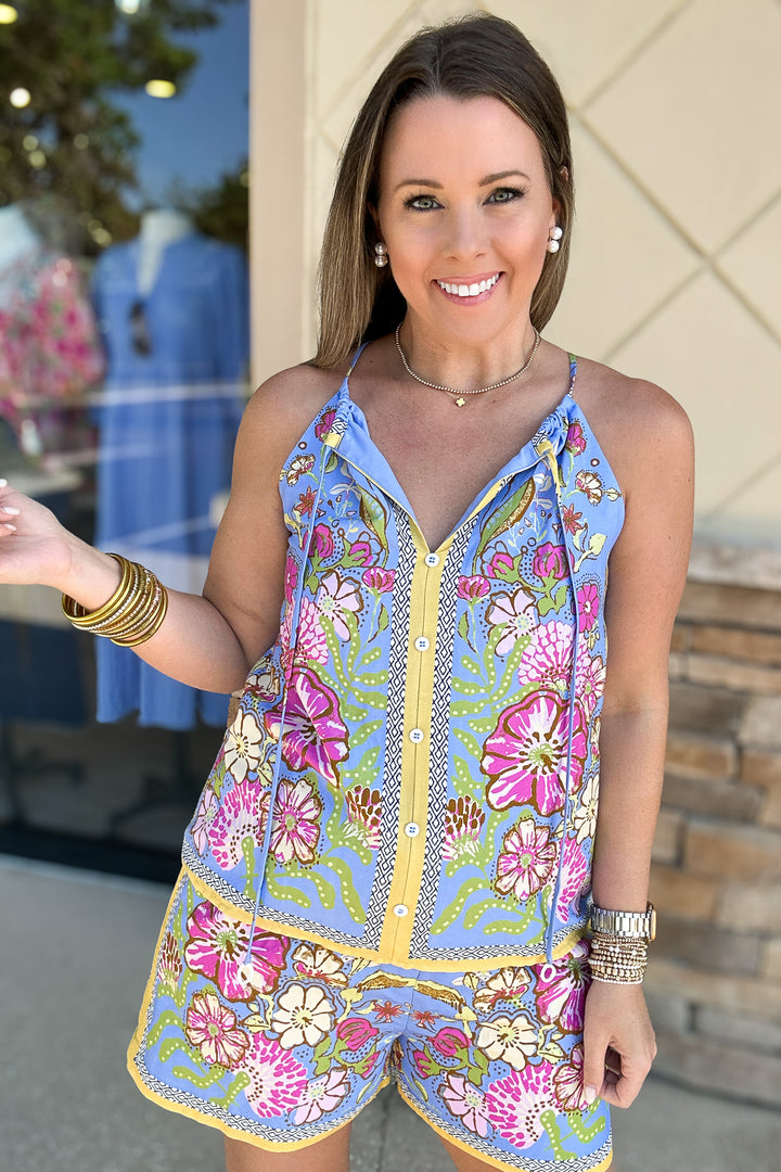 Sweetly Board Print Tank  - Chambray