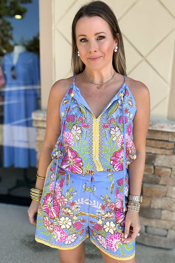 Sweetly Board Print Tank  - Chambray