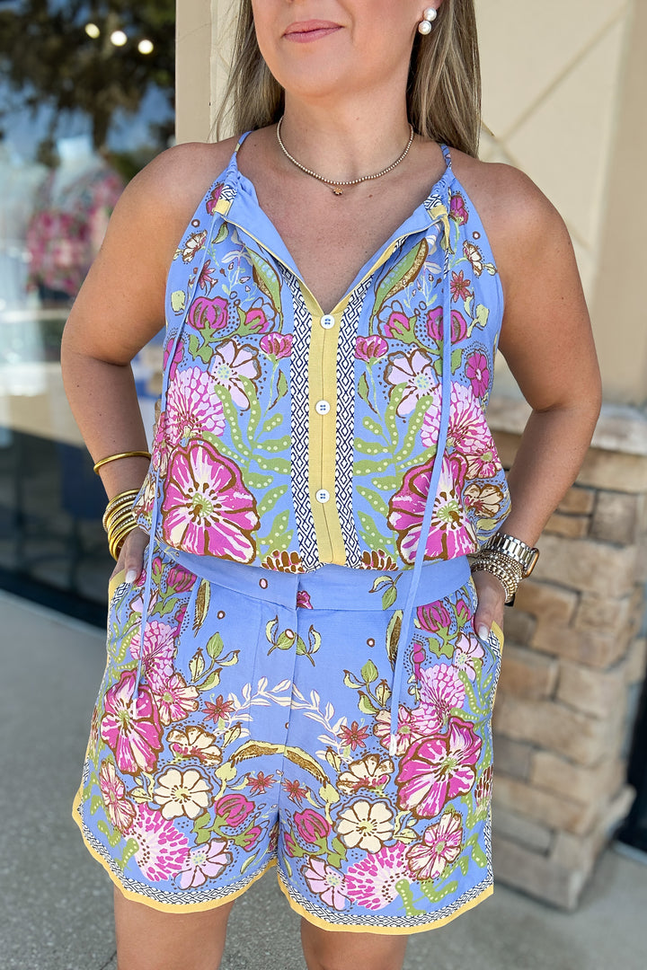 Sweetly Board Print Tank  - Chambray