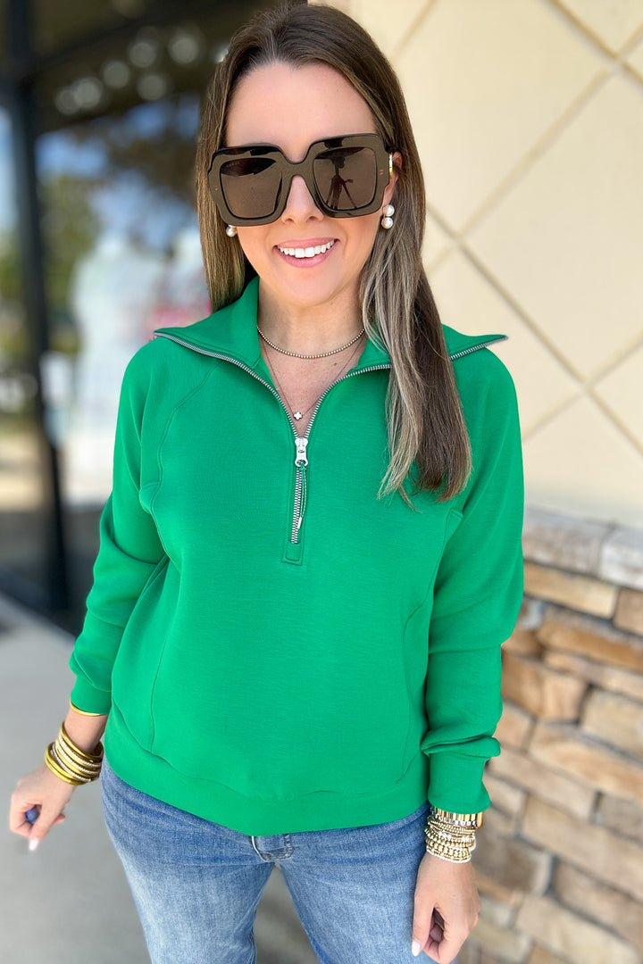 SPANX: AirEssentials Half Zip - Field Green