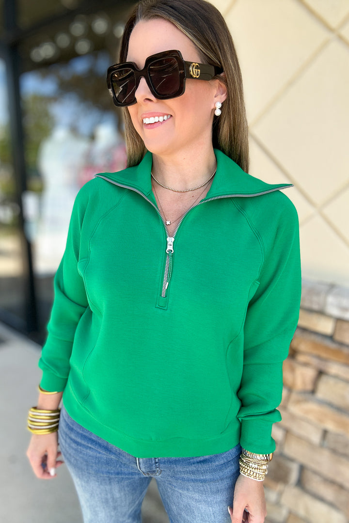 SPANX: AirEssentials Half Zip - Field Green