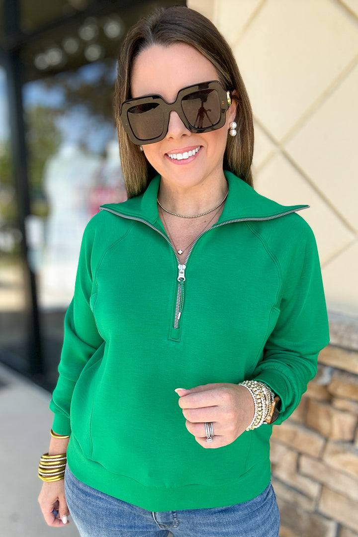 SPANX: AirEssentials Half Zip - Field Green