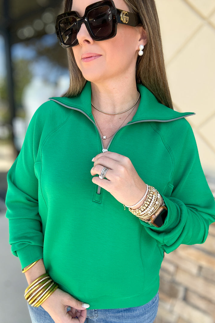 SPANX: AirEssentials Half Zip - Field Green