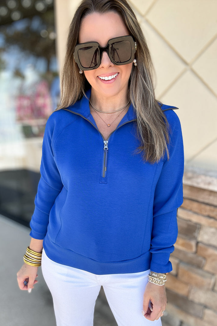 SPANX: AirEssentials Half Zip - Cerulean Blue