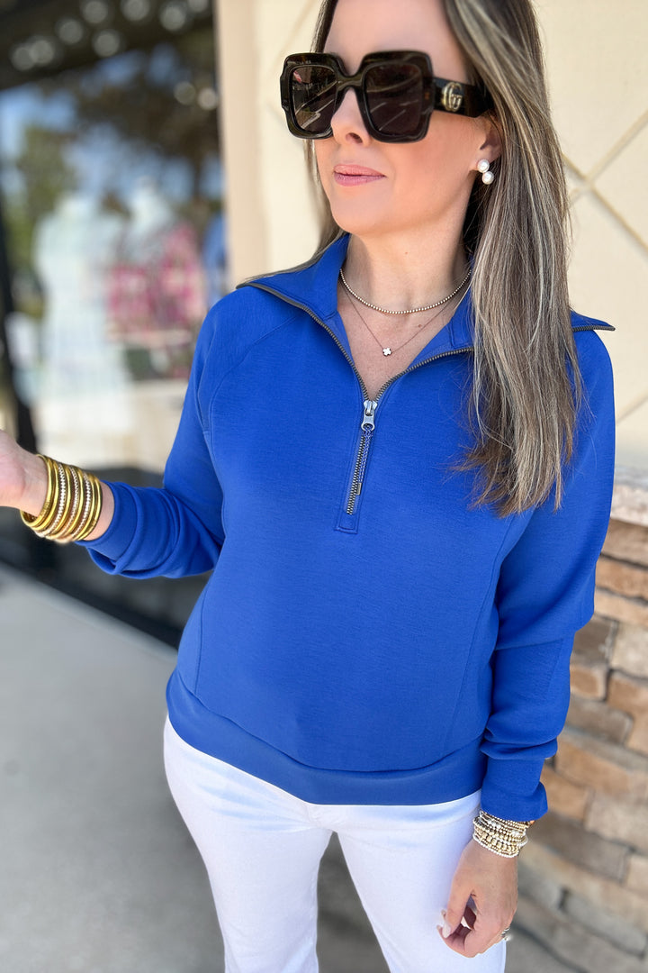 SPANX: AirEssentials Half Zip - Cerulean Blue