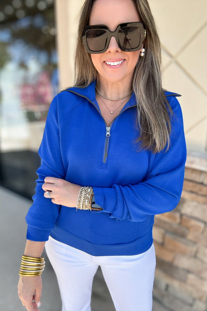 SPANX: AirEssentials Half Zip - Cerulean Blue
