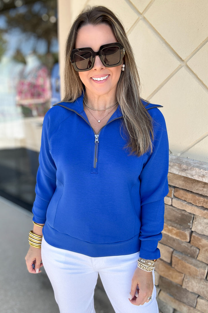 SPANX: AirEssentials Half Zip - Cerulean Blue