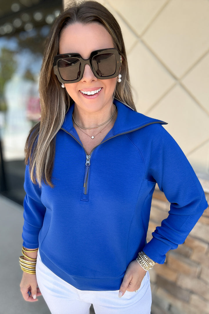 SPANX: AirEssentials Half Zip - Cerulean Blue