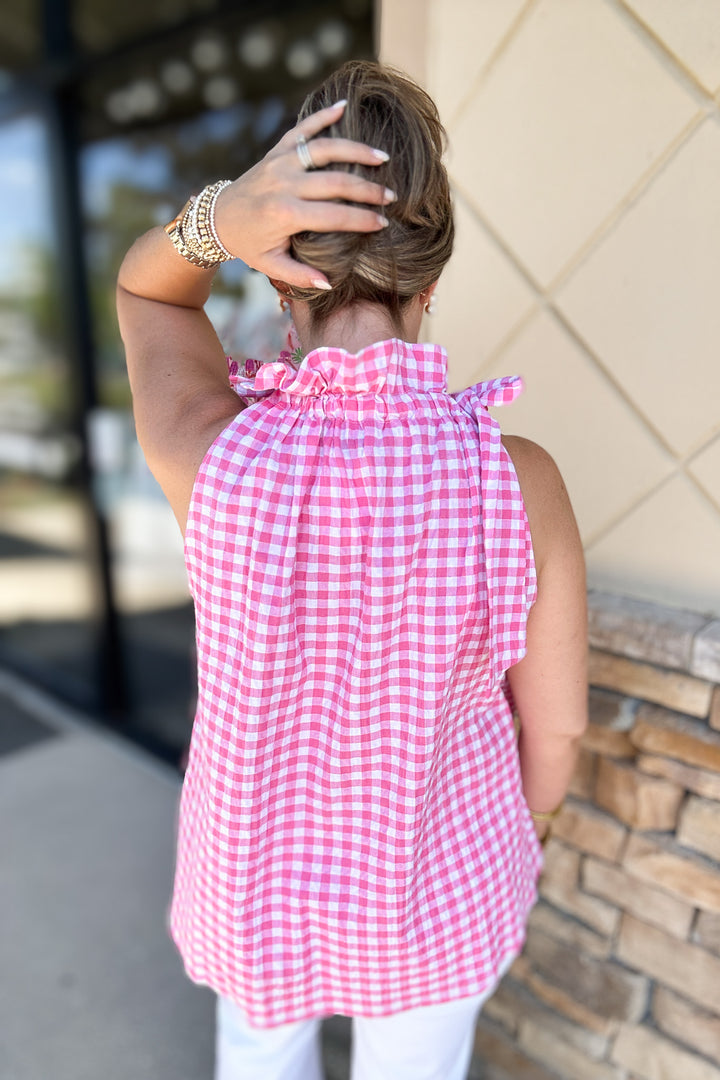 Bridget Tie Top - Pink Gingham
