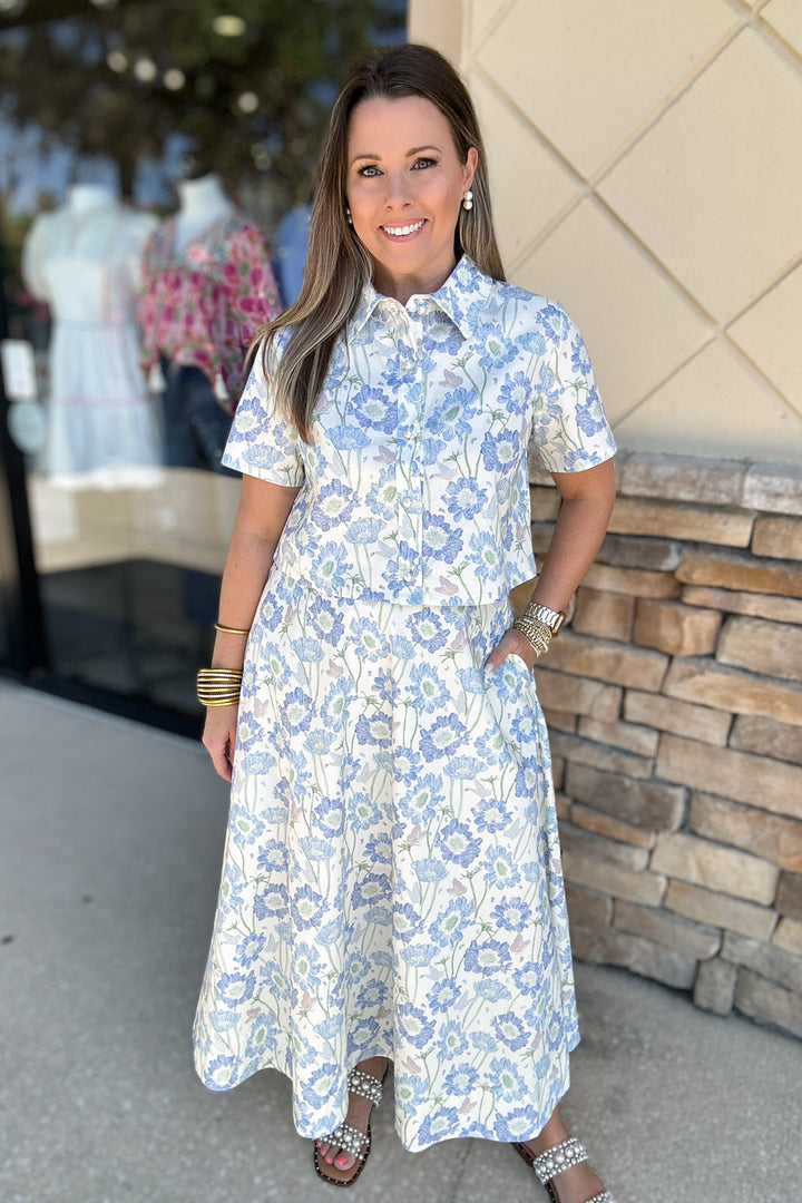 All Eyes On Me Floral Pearl Button Down Top
