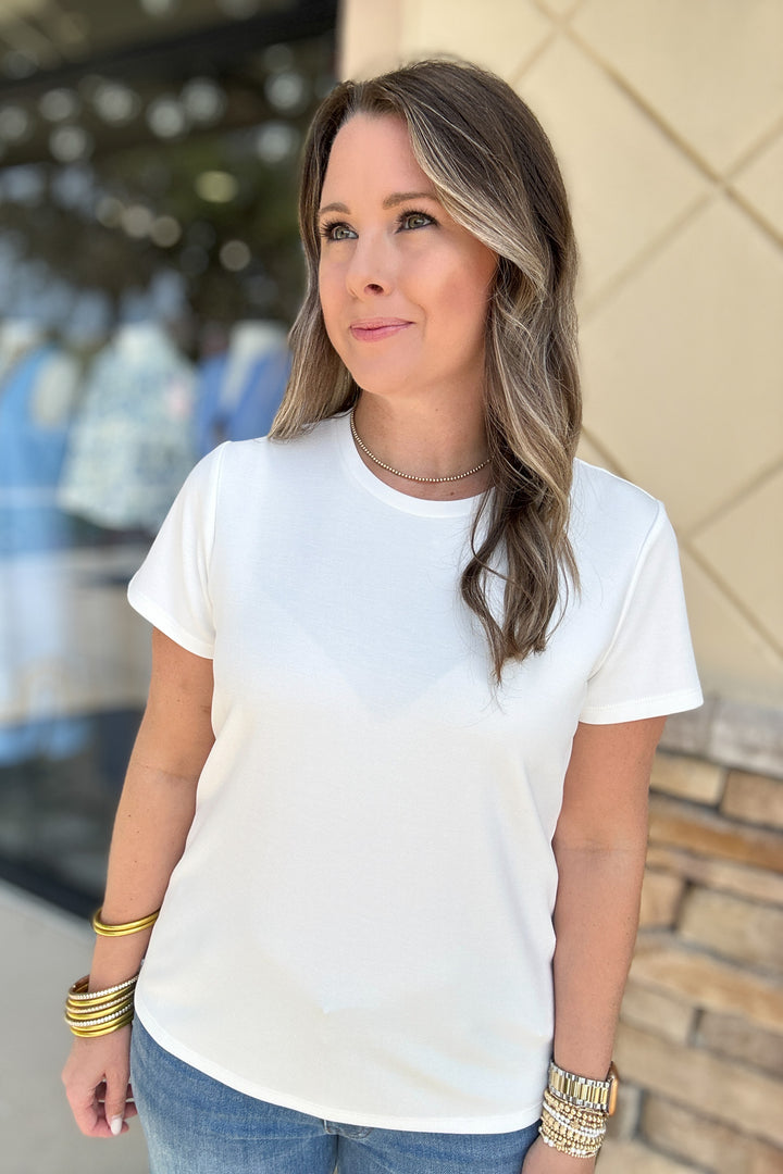 KUT: REMINGTON- SCOOP NECK TEE - Ivory