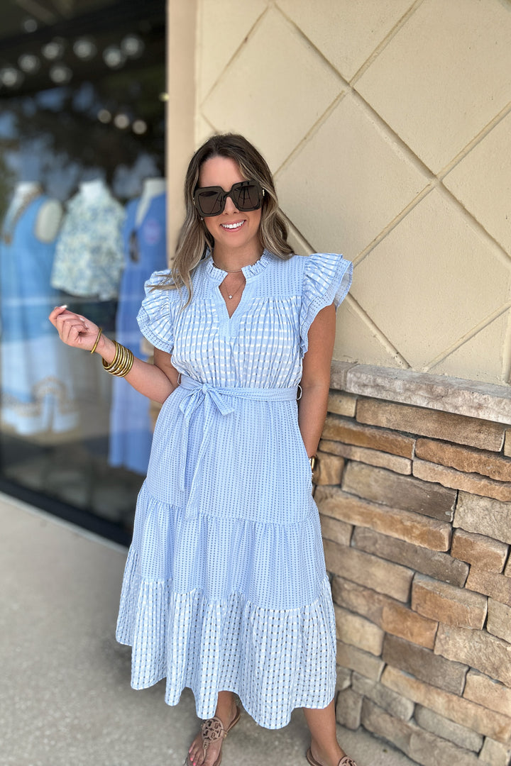 Twirl With Me Midi Dress - Light Blue